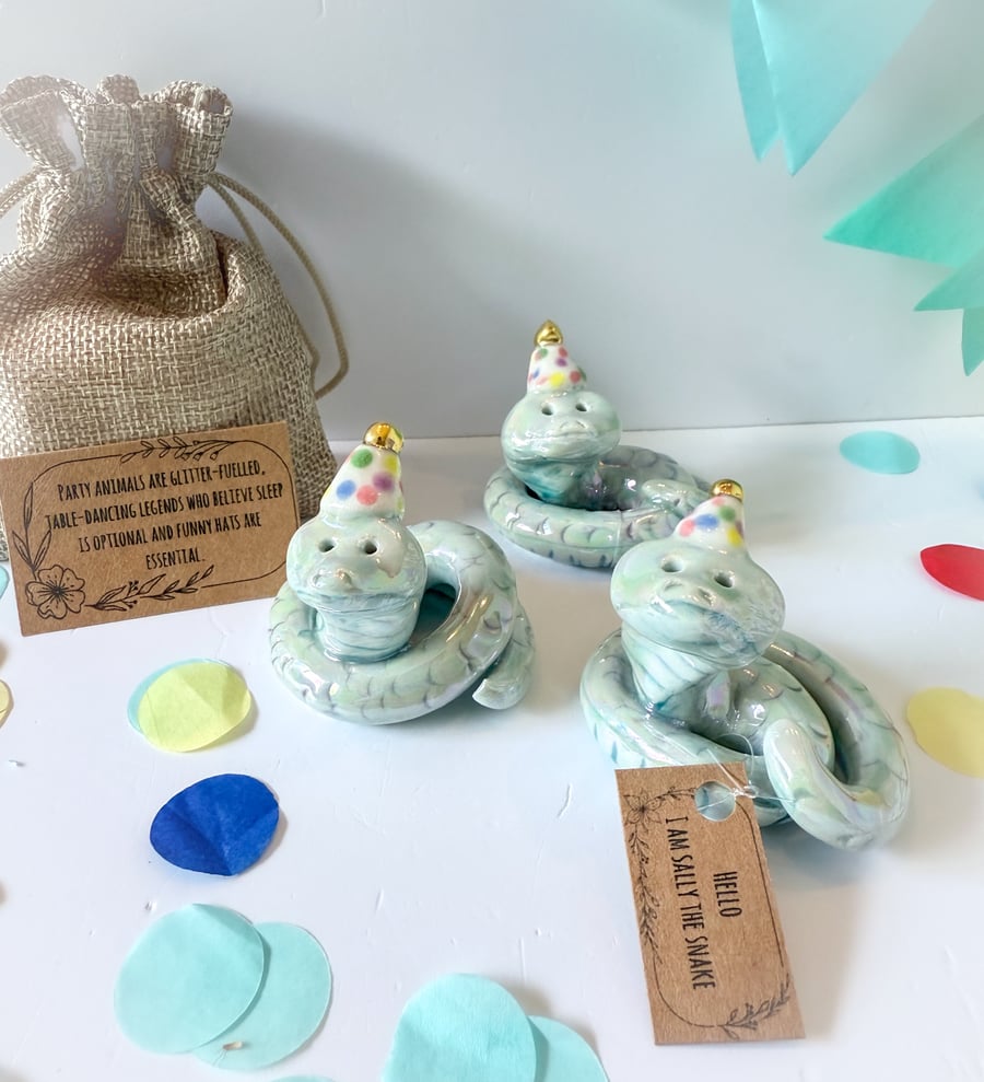 Handmade porcelain party snake 