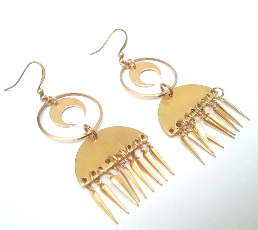 Raw Brass Boho Earrings 