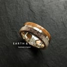 Deer Antler Ring. Oak Wood Ring With Sterling Silver Band. Whiskey Barrel Oak 