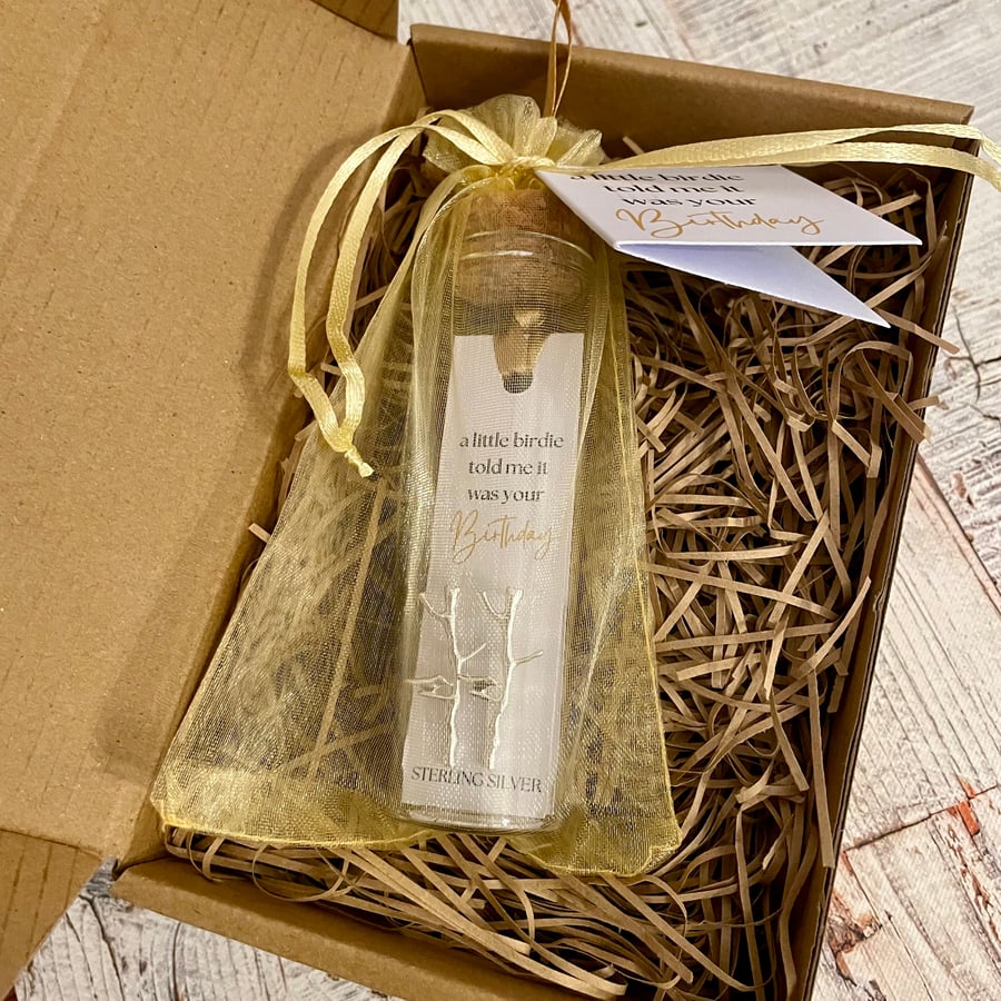 Bird on a branch Stud Earrings, Message in a Bottle Sterling Silver Earrings