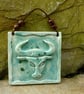 Zodiac Wall art  pottery TAURUS hanging decoration  April 21-May 20 wall hanging - Image 1