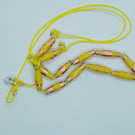 Handmade Summer Swirl Yellow Varnished Paper Bead Cord Necklace