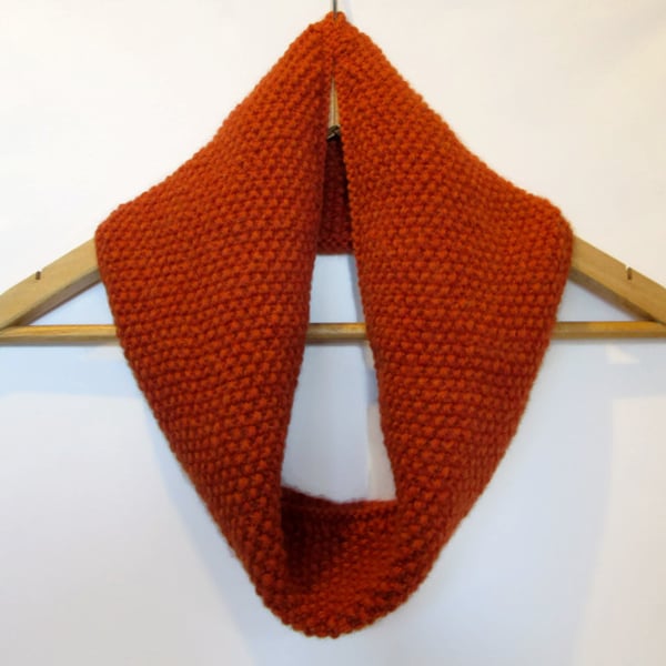 Cowl Infinity Scarf in Burnt Orange Alpaca Wool