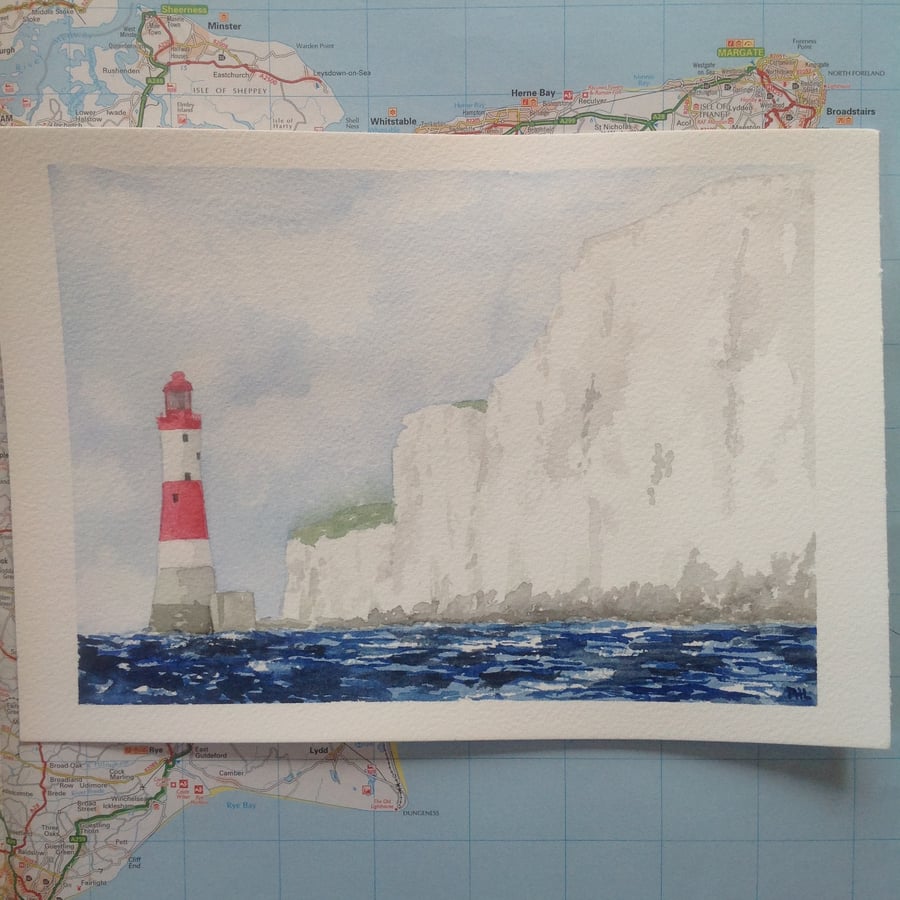 Beachy Head lighthouse, East Sussex original watercolour painting
