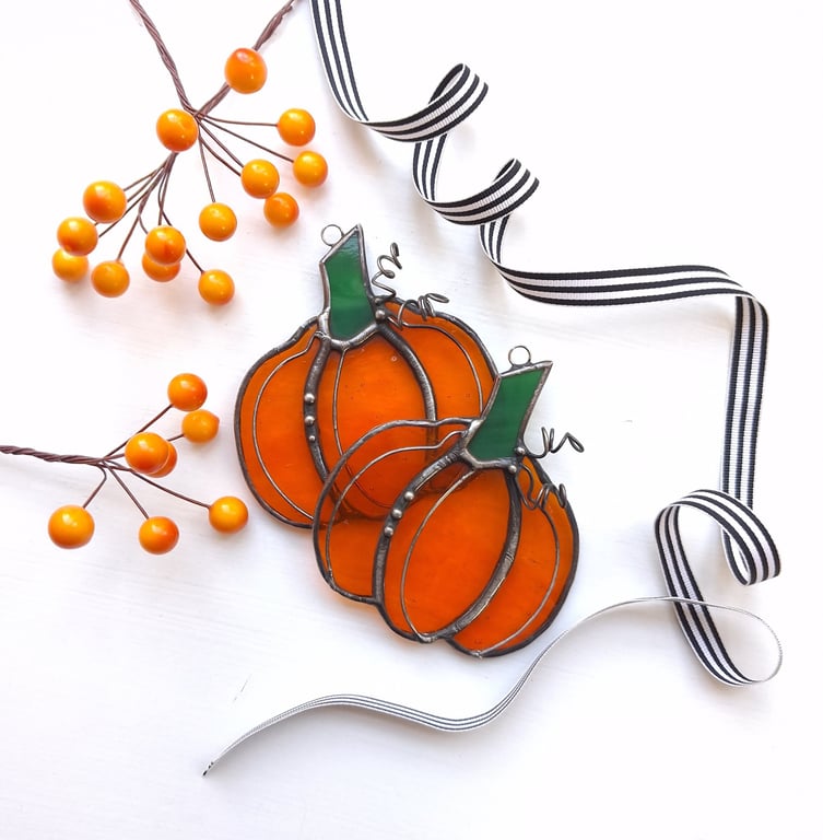 Stained Glass Pumpkin Ornament