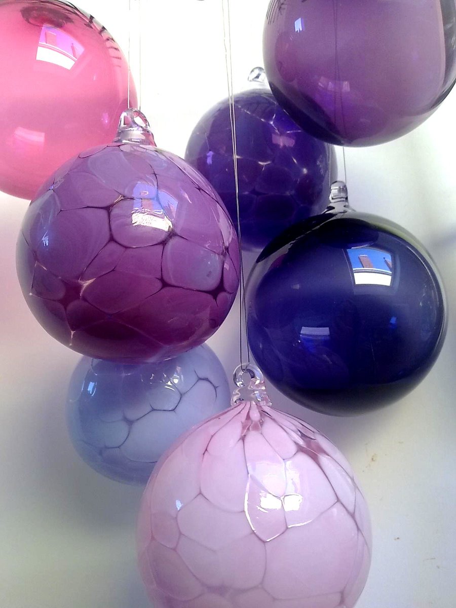 Damson Deep Purple Hand Blown Glass Bauble, Christmas Decoration