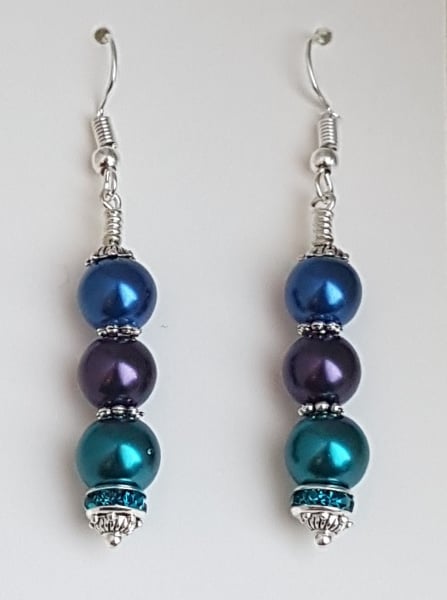Gorgeous Peacock Panache Earrings - Silver tones - Design 1
