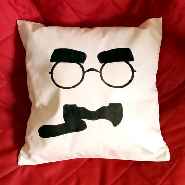 Groucho Marx Hand Printed Cushion Cover, 45cm (18") approx Square Cushion