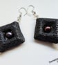 Lava Rock -Lava Stone & Peacock Freshwater Pearl Earrings. - Image 2