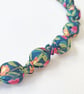Navy, Orange, Pink, Yellow & Green Liberty Print Fabric Necklace - Image 2