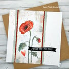 Red Poppy Card - handcrafted - thinking of you, all occasions, blank inside