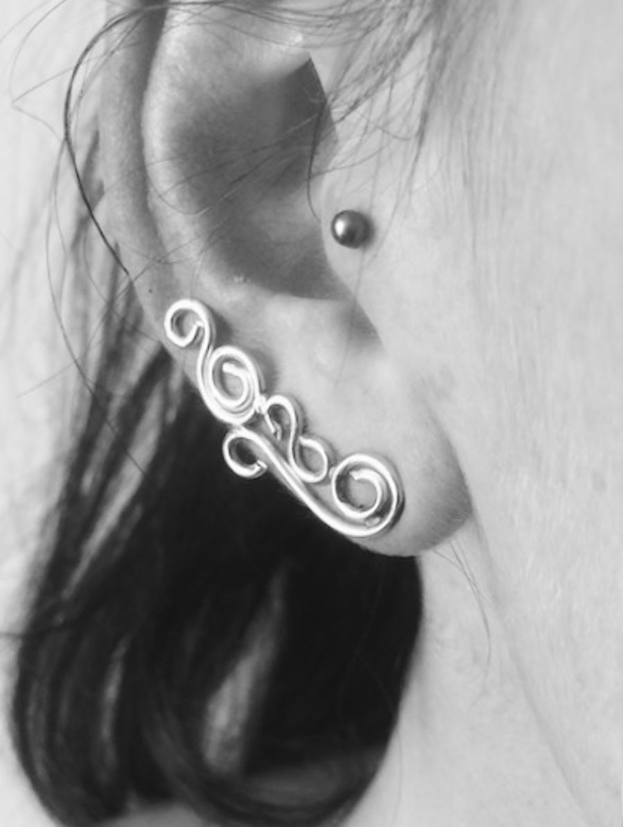 Yazmin by Fedha - sterling silver filigree ear climbers