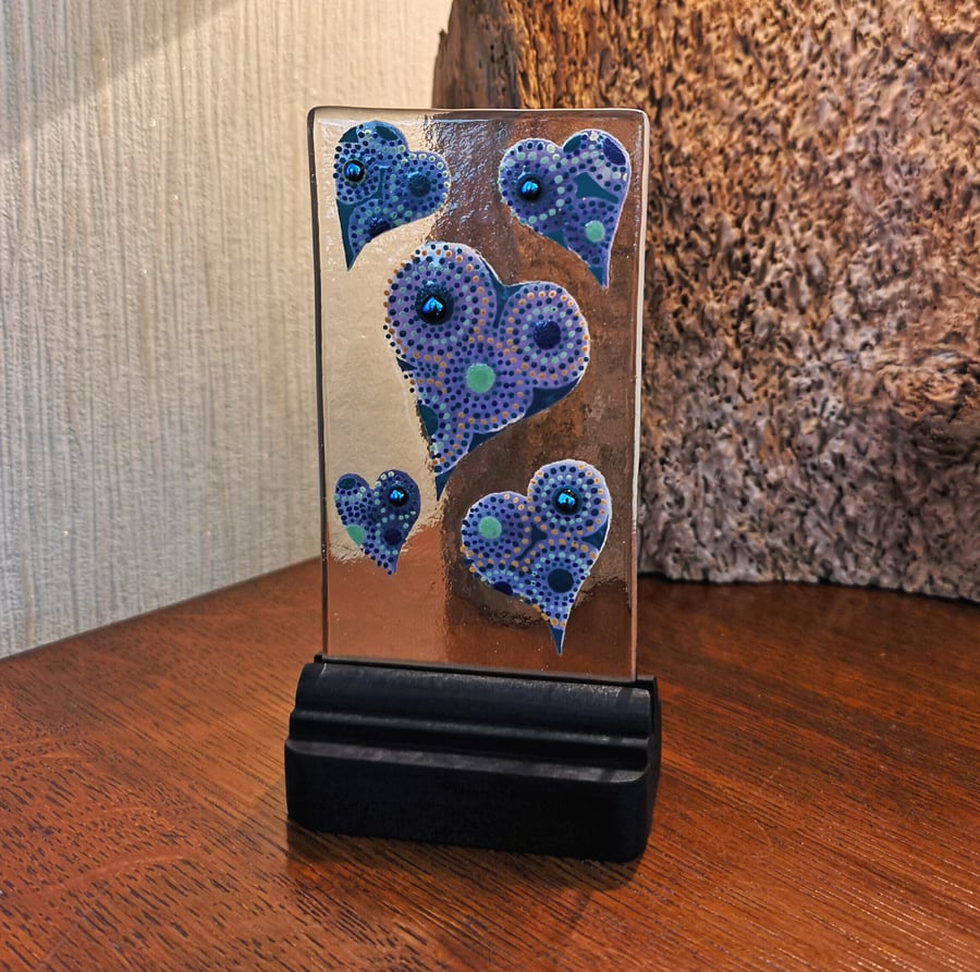 UNIQUE: Handmade Fused Glass 'LOVE YOU' Picture.