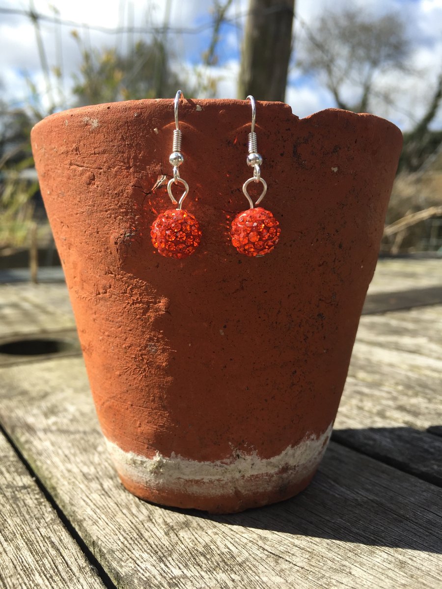 Orange shamballa earrings