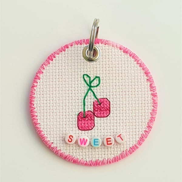 Cherries Keyring with 'sweet' lettering