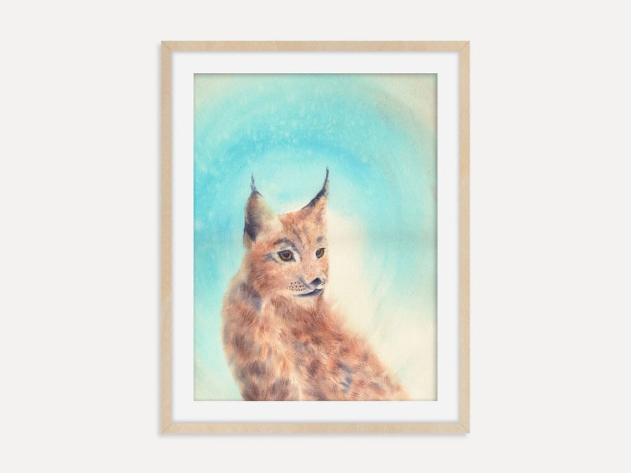 Iberian Lynx Art Print, Wild Cat Wall Art, Spanish Wildlife Artwork, Wild Cat