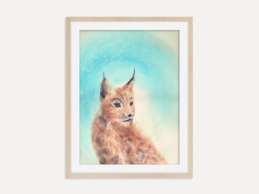 Iberian Lynx Art Print, Wild Cat Wall Art, Spanish Wildlife Artwork, Wild Cat