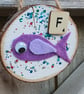 Wooden fun alphabet art with first letter scrabble tile - F fish - Image 3