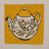 Yellow Teapot linocut print