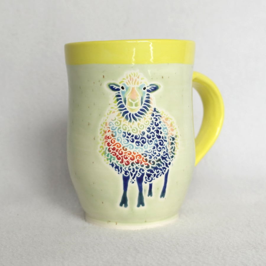 19-137 Handmade Ceramic Stoneware Sheep Mug (Free UK postage)