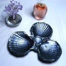 Metallic black scallop shell trinket dish.