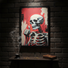 Skeleton Thumbs Up Canvas Print – Gothic Pop Art – 15cm x 21cm Alternative