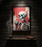 Skeleton Thumbs Up Canvas Print – Gothic Pop Art – 15cm x 21cm Alternative