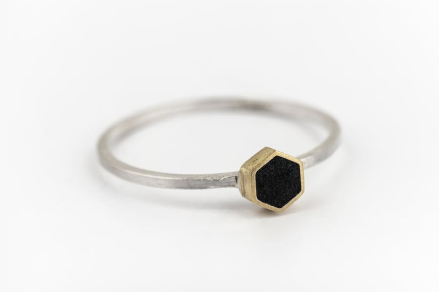 Geometric Hexagon or Square Stacking Ring, Minimalist, Everyday Jewellery