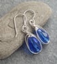 Cobalt blue teardrop earrings, Sterling silver ear wires - Image 4