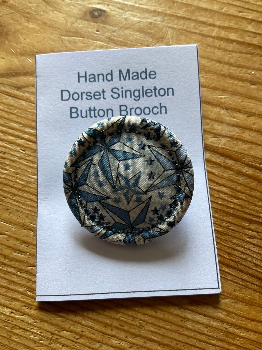Liberty Print Dorset Singleton Button Brooch, ‘Adelajda’, Blue 