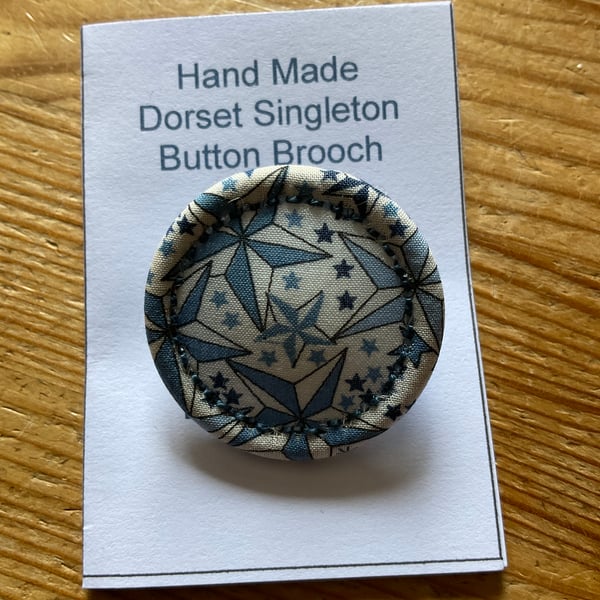 Liberty Print Dorset Singleton Button Brooch, ‘Adelajda’, Blue 