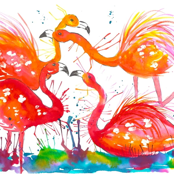 Funky Flamingos  Greeting card 5" x 7" 