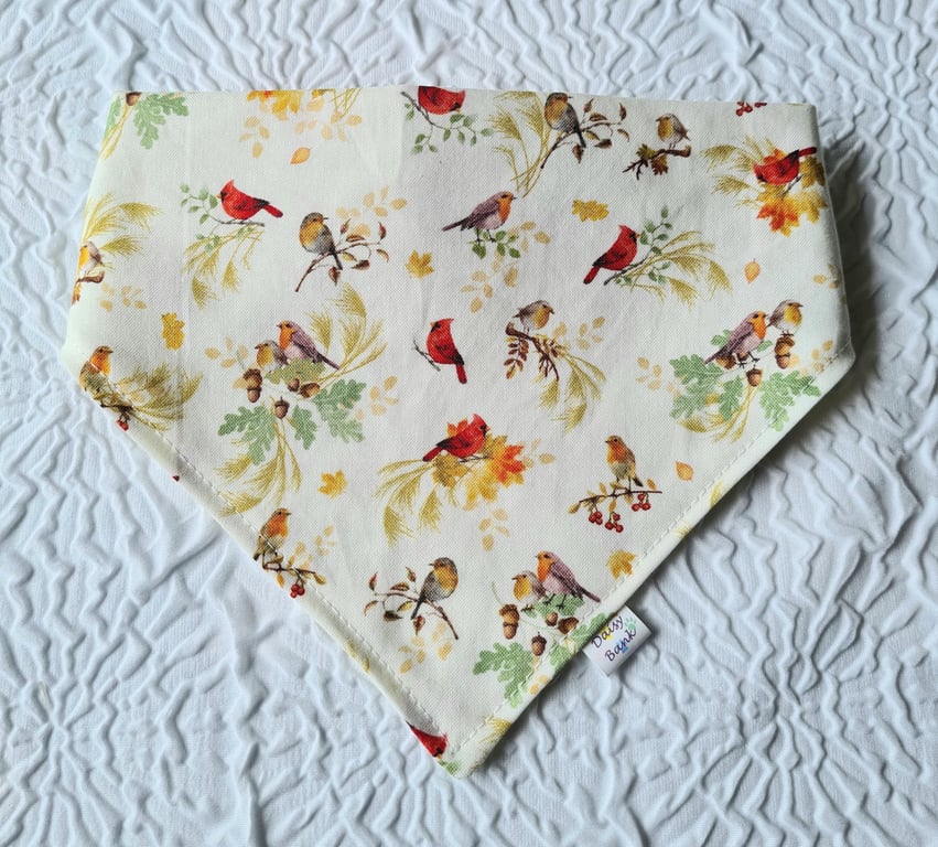 Scrunchie Dog and Cat Bandana - "Rockin Robin", 100% Cotton, Stylish