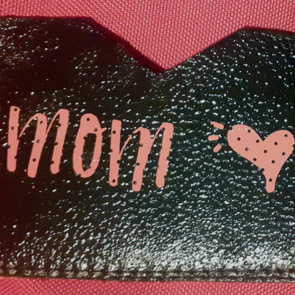 Mother's day gift pink and black card wallet vegan leather