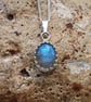 Tiny minimalist oval Labradorite pendant necklace. Reiki charged - Image 1