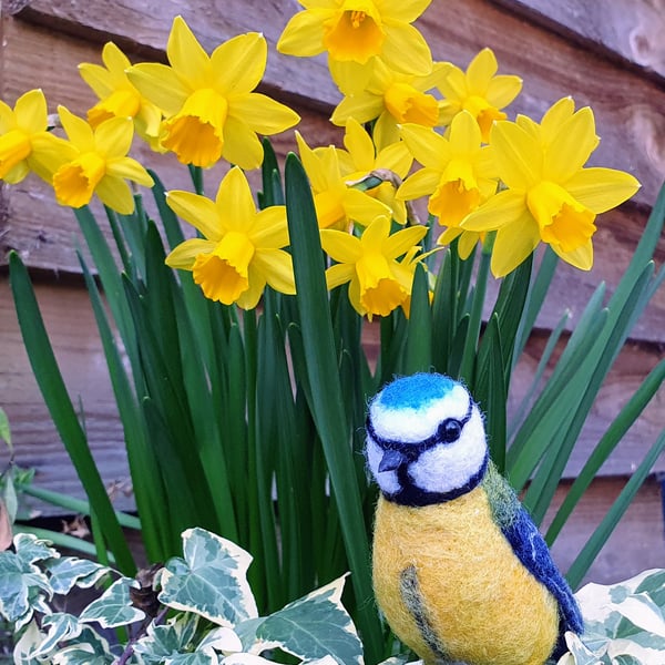 BLUE TIT NEEDLE FELTED SCULPTURE