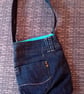 Dark Denim Crossbody Bag – Upcycled with a Pop of Colour - Image 3