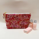 Japanese Pink Blossoms Fabric Pouch, Makeup Bag, Toiletries Bag