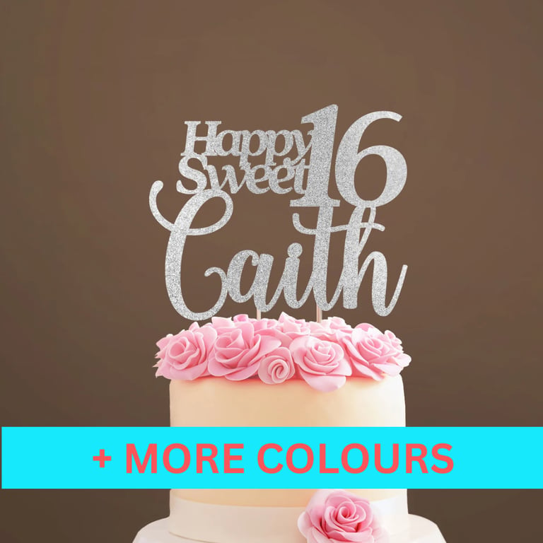 16th Birthday Cake Topper, Happy 16th Birthday Cake Topper, Custom Cake Topper