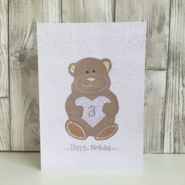 3rd Birthday card - large A5 personalised teddy bear child's age 3 milestone
