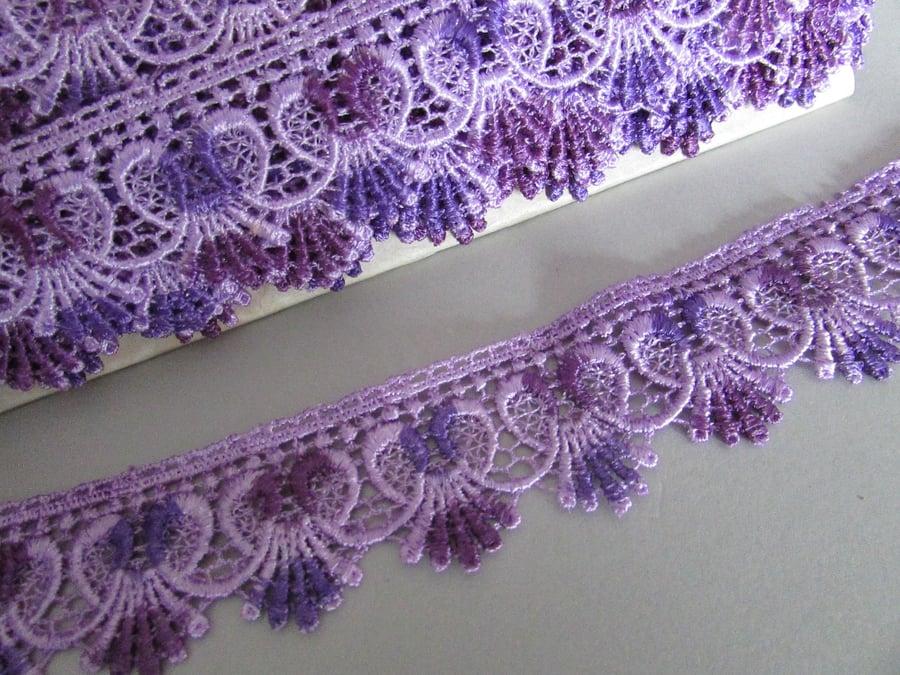 Purple Ombre Venise Guipure Lace sold by the metre