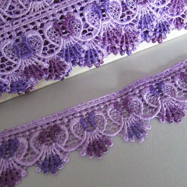 Purple Ombre Venise Guipure Lace sold by the metre