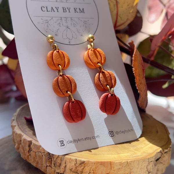 Handmade Pumpkin Earrings, Cozy Fall Jewelry for Autumn Lovers