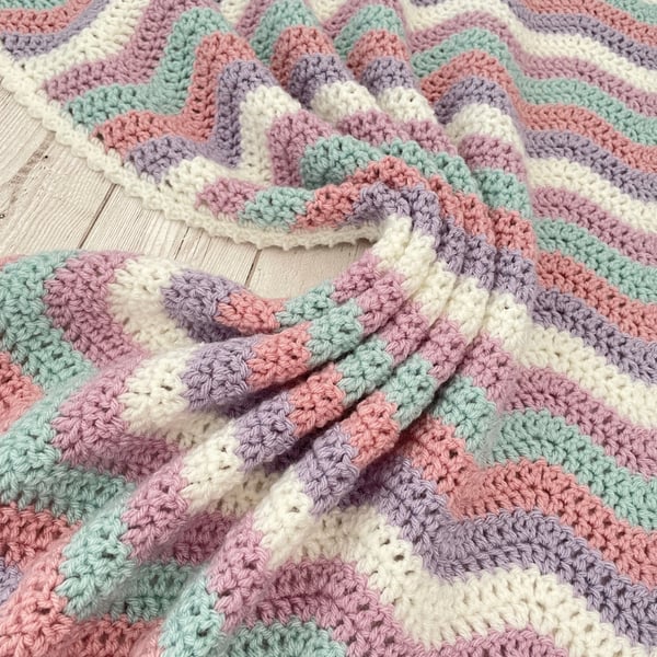 Pink and Purple Baby Blanket - Handmade - Crochet - Pastel Nursery - Baby Girl