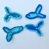 Set of four fish, crochet fish applique, embellishments, cardmaking 