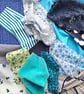 Slow stitching kit - blue theme. Fabric remnants, fabric bundle - Image 4