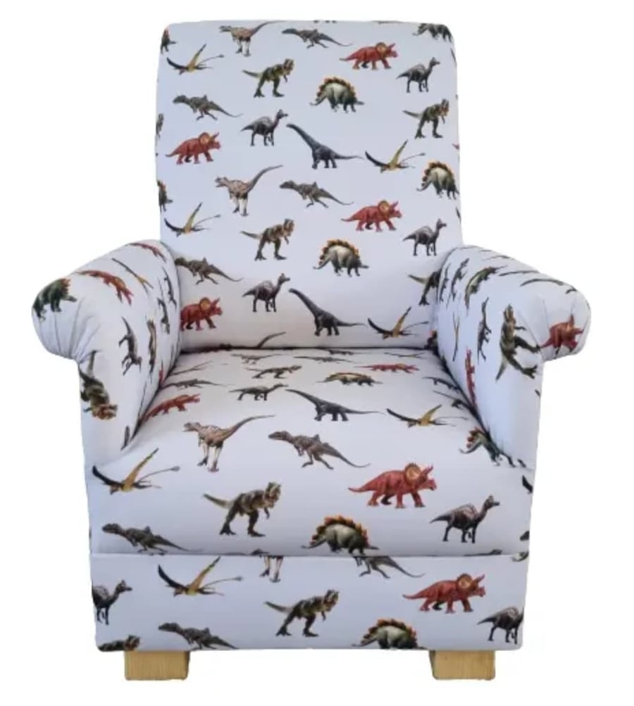 Boys Grey Dinosaur Chair Kids Armchair T Rex Children's Bedroom Nursery Seat