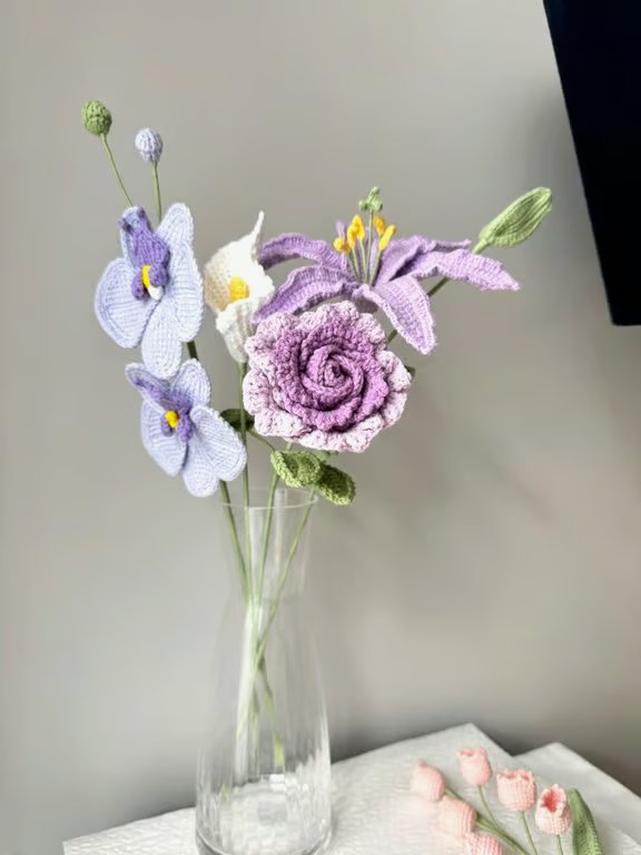 Crochet Flower Bouquet Lilac Flower  summer seconds