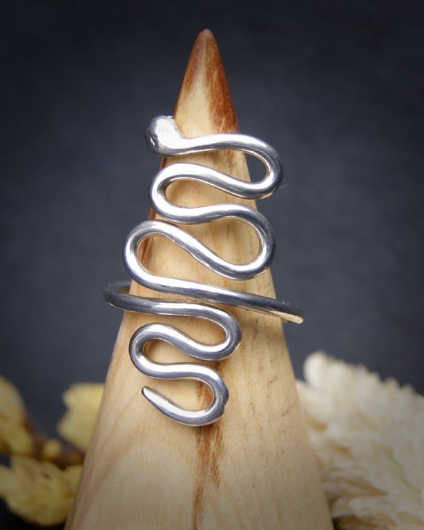 Flow; Snake Ring, Solid Sterling Silver, One of a Kind, Handmade 