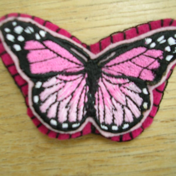 Large Felt Butterfly Hair Clip - Pink 
